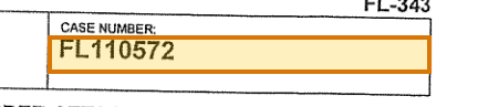 The region of the sample Court Order for Alimony containing Case number, with the extracted value outlined