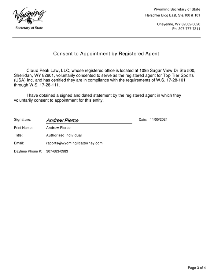 Page 3 of the sample Articles of Incorporation