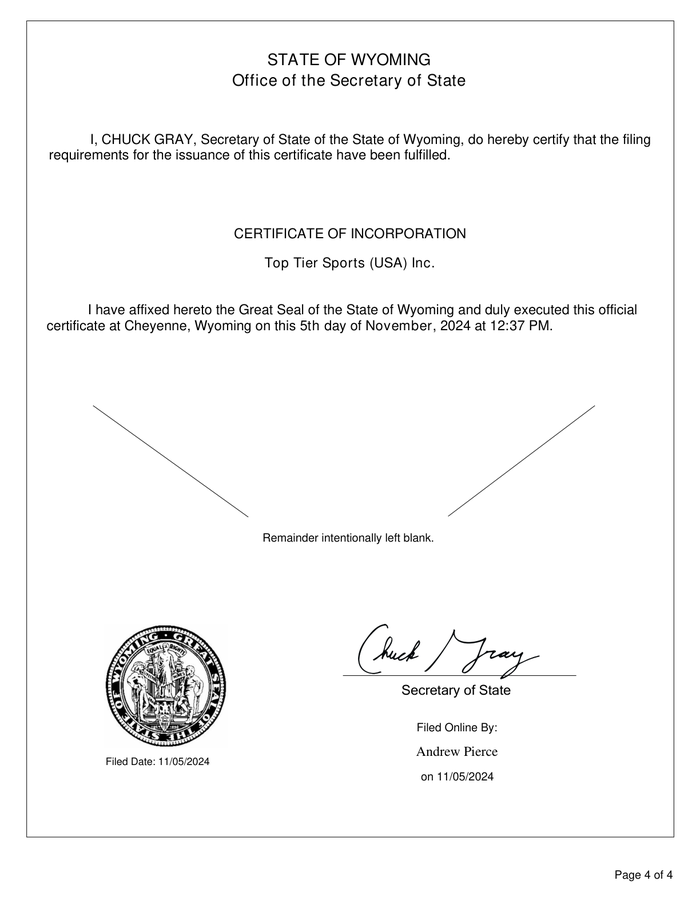 Page 4 of the sample Articles of Incorporation