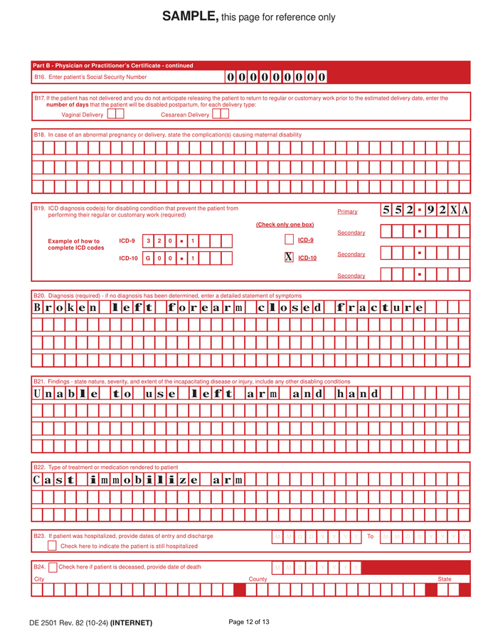 Page 2 of the sample Attending Physician Statement
