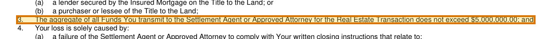 The region of the sample Closing Protection Letter containing Maximum funds covered, with the extracted value outlined