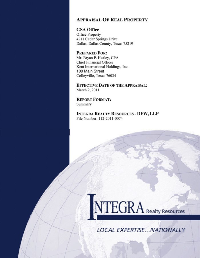 Page 1 of the sample Commercial Real Estate Appraisal
