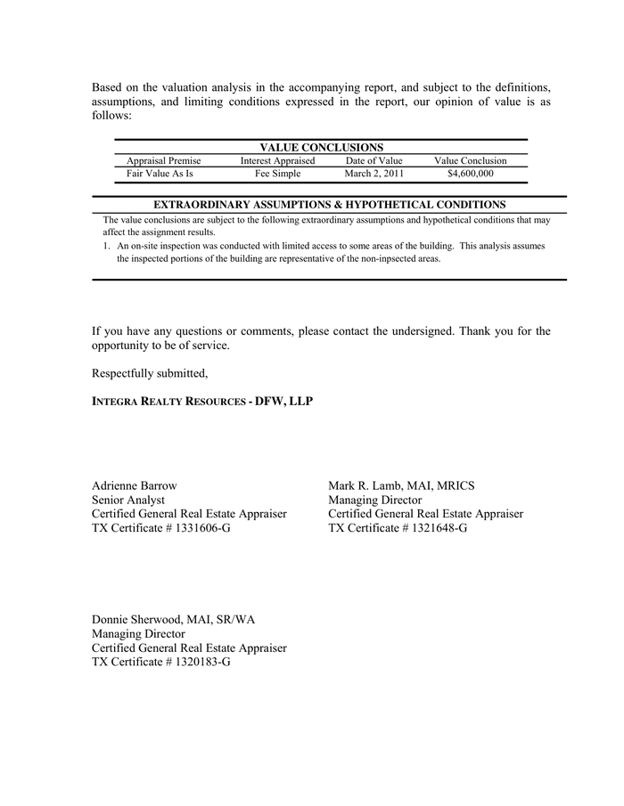 Page 3 of the sample Commercial Real Estate Appraisal