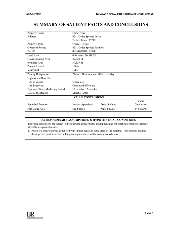 Page 4 of the sample Commercial Real Estate Appraisal