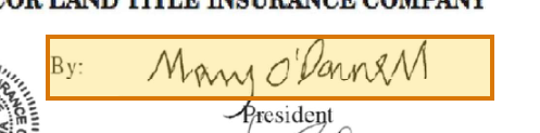 The region of the sample Commitment for Title Insurance containing Signed, with the extracted value outlined