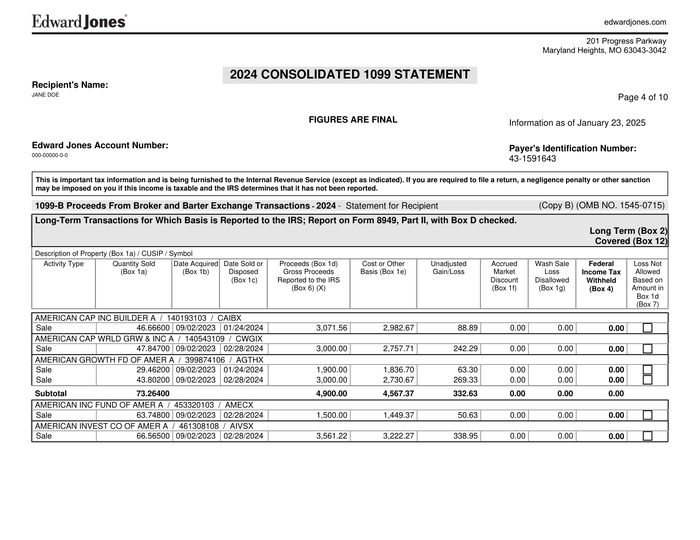 Page 4 of the sample Consolidated 1099