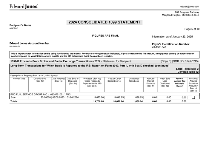 Page 5 of the sample Consolidated 1099