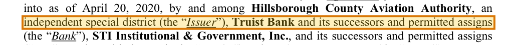 The region of the sample Credit Agreement containing Lender (bank), with the extracted value outlined