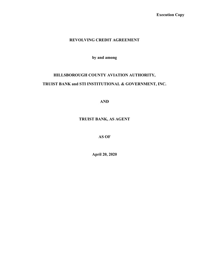Page 1 of the sample Credit Agreement