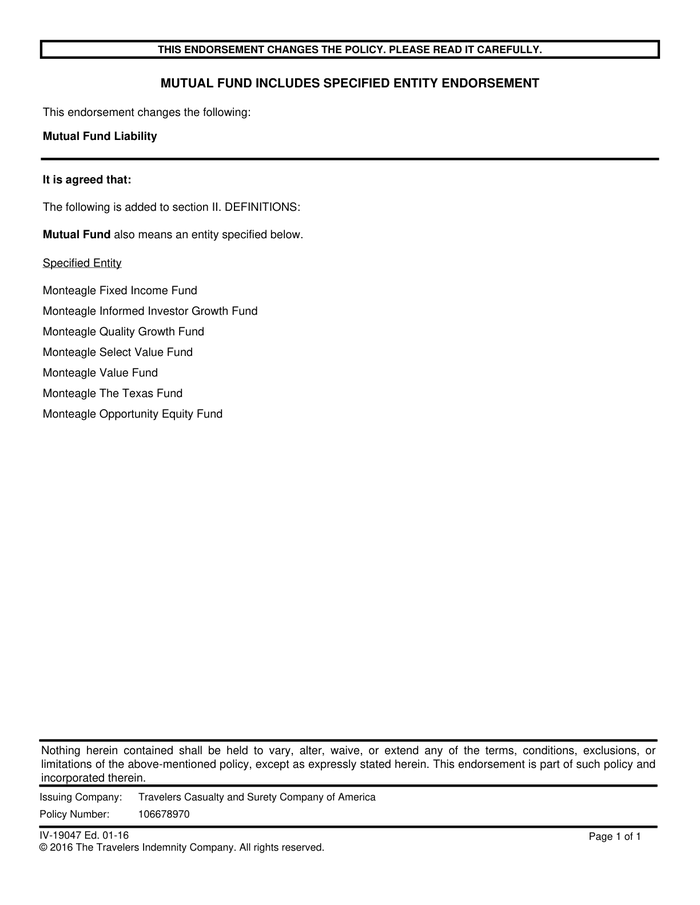 Page 17 of the sample D&O Insurance Policy