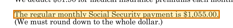 The region of the sample Disability Benefit Letter containing Net monthly payment, with the extracted value outlined
