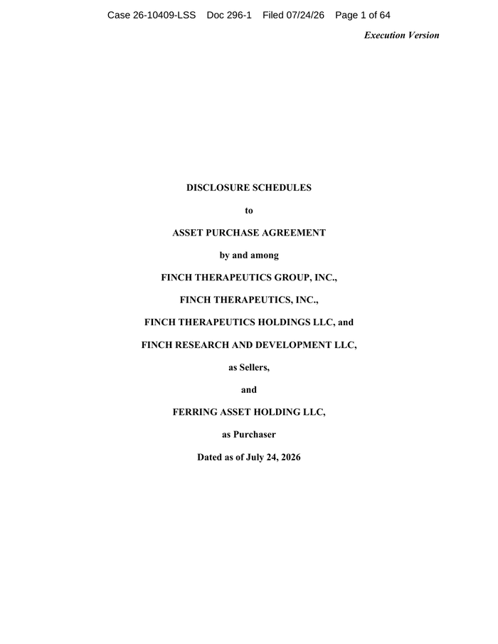 Page 1 of the sample Disclosure Schedules