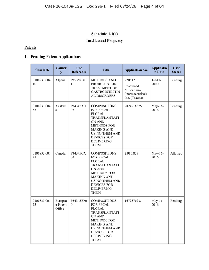 Page 4 of the sample Disclosure Schedules