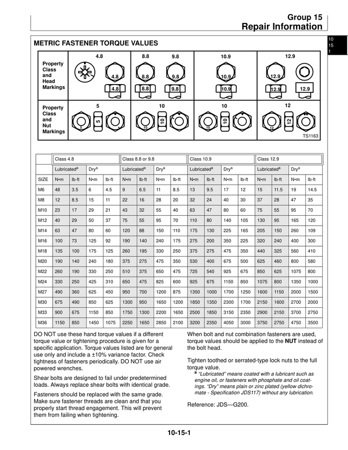 Page 1 of the sample Equipment Technical Manual