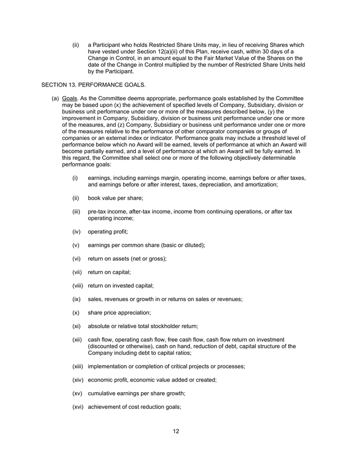 Page 12 of the sample Equity Incentive Plan