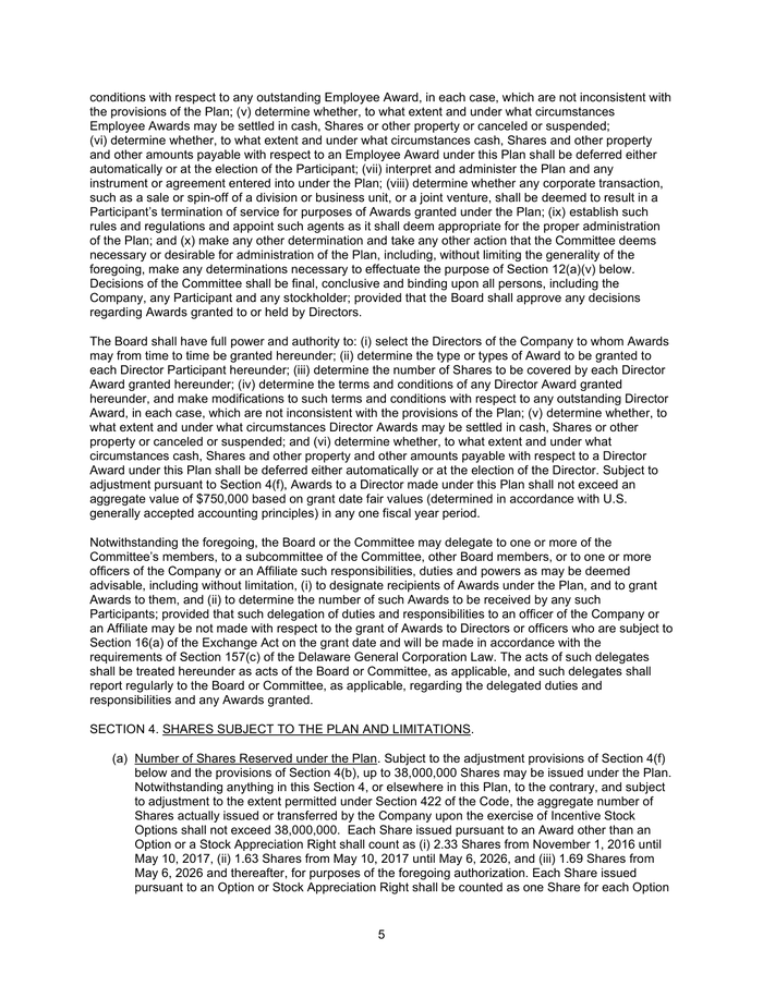 Page 5 of the sample Equity Incentive Plan