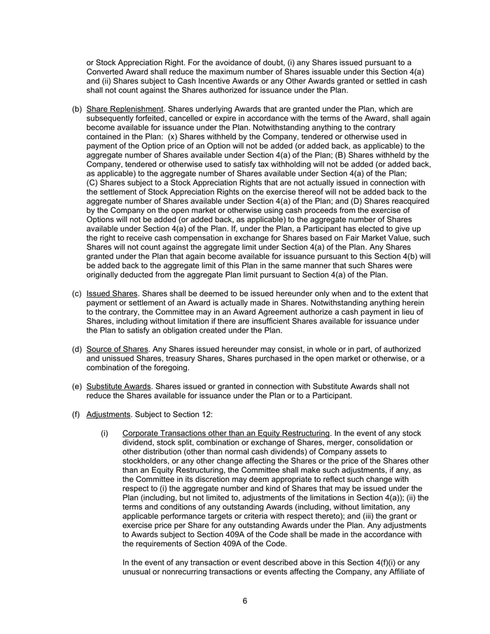 Page 6 of the sample Equity Incentive Plan