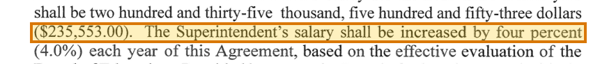The region of the sample Executive Employment Agreement containing Base salary, with the extracted value outlined