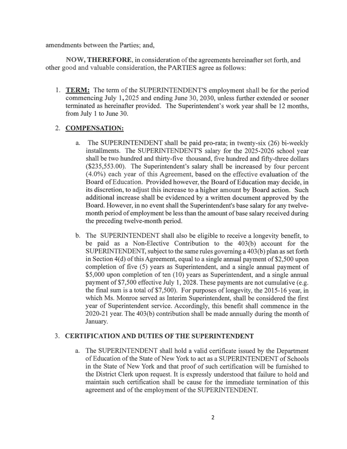 Page 2 of the sample Executive Employment Agreement