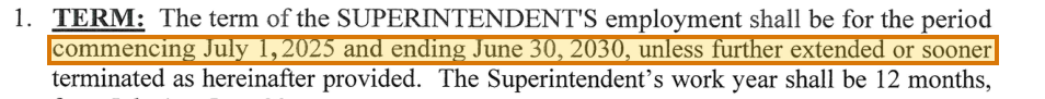 The region of the sample Executive Employment Agreement containing Term end, with the extracted value outlined