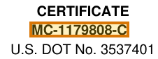 The region of the sample FMCSA Operating Authority Certificate containing MC docket number, with the extracted value outlined