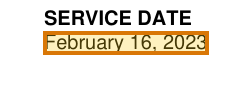 The region of the sample FMCSA Operating Authority Certificate containing Service date, with the extracted value outlined