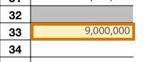 The region of the sample Form 1120 containing Total payments and credits (line 33), with the extracted value outlined