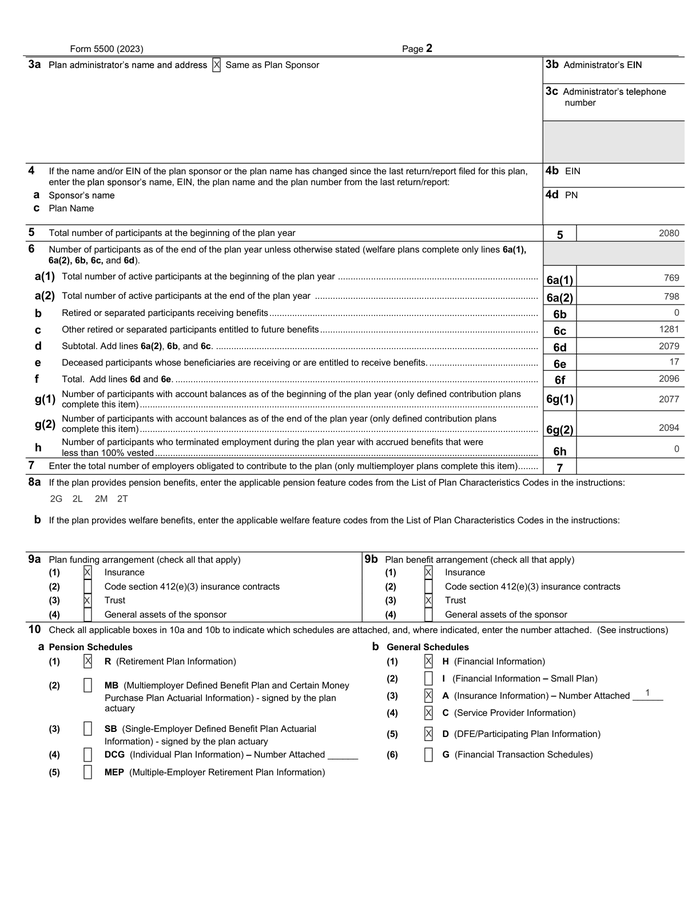 Page 2 of the sample Form 5500