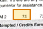 The region of the sample High School Transcript containing Mark, with the extracted value outlined