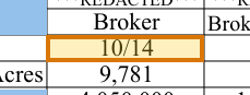 The region of the sample Land Appraisal containing Sale #1 date, with the extracted value outlined