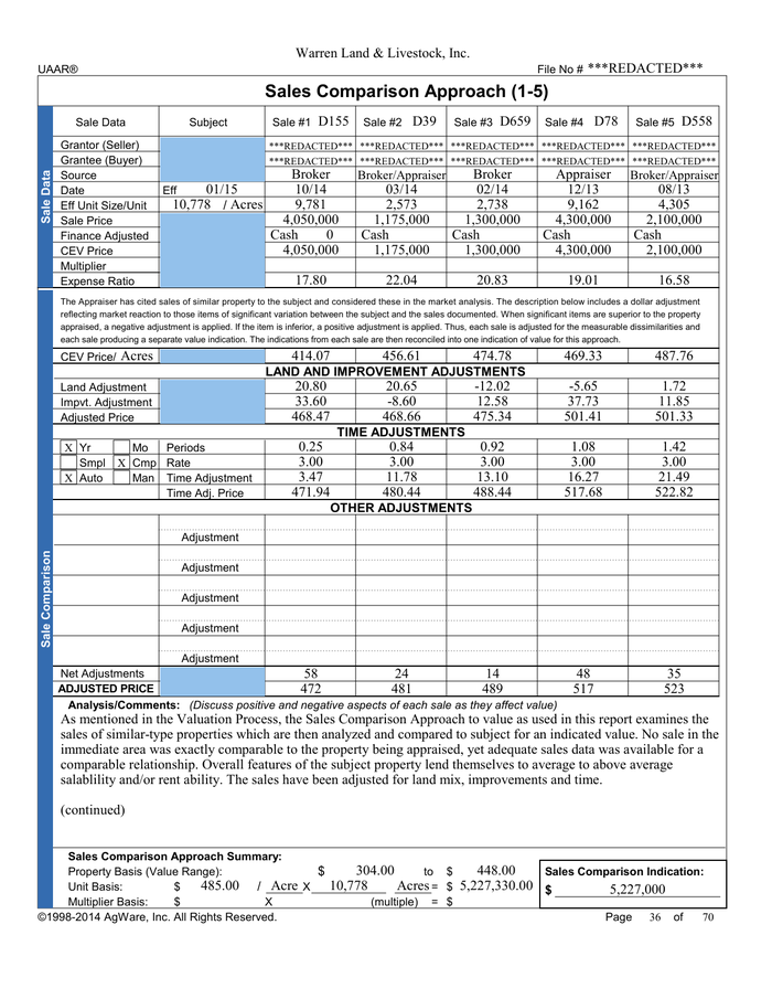 Page 2 of the sample Land Appraisal