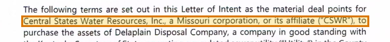 The region of the sample Letter of Intent containing Buyer, with the extracted value outlined