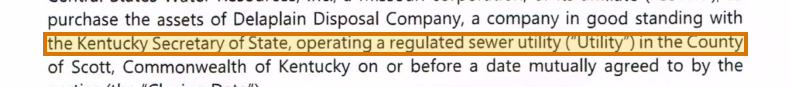 The region of the sample Letter of Intent containing Target business, with the extracted value outlined