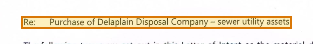 The region of the sample Letter of Intent containing Target, with the extracted value outlined