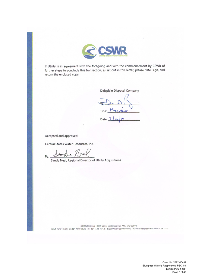Page 5 of the sample Letter of Intent