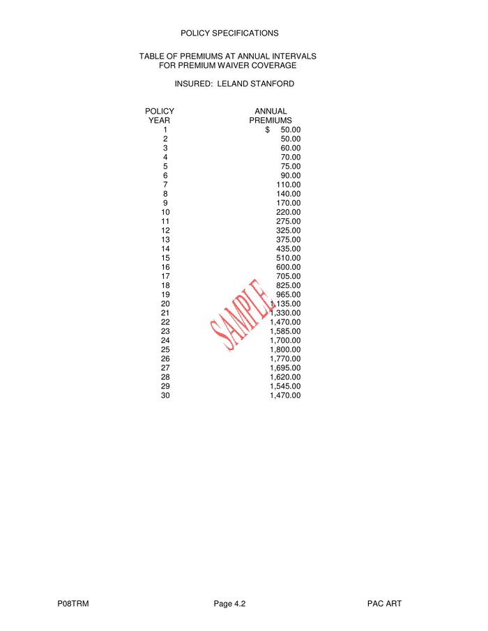 Page 7 of the sample Life Insurance Policy