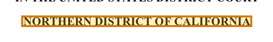 The region of the sample Litigation Complaint containing Court, with the extracted value outlined