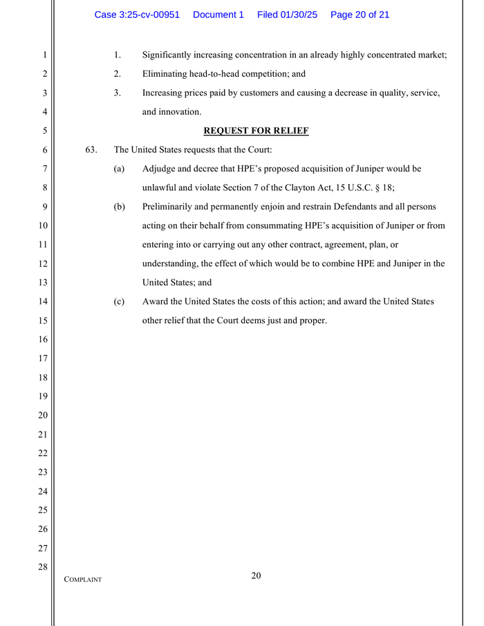 Page 20 of the sample Litigation Complaint