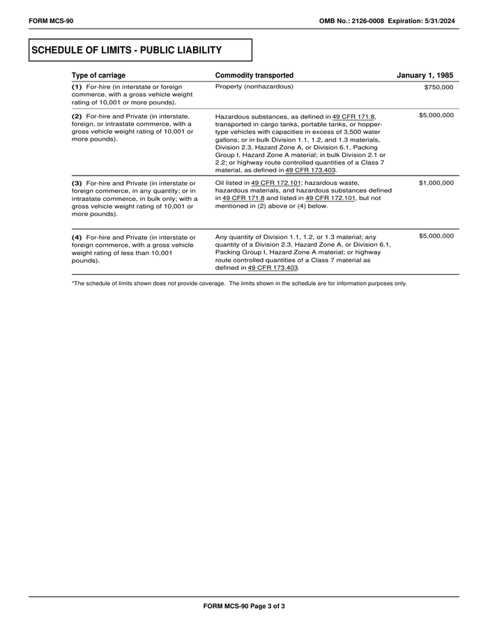 Page 3 of the sample MCS-90 Endorsement