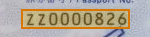 The region of the sample Passport containing Passport number, with the extracted value outlined