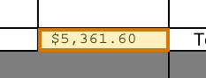 The region of the sample Pay Stub containing Gross pay, with the extracted value outlined