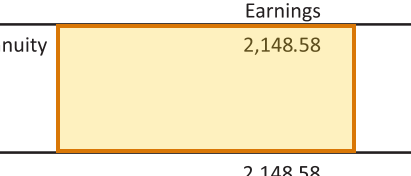 The region of the sample Pension Statement containing Monthly service annuity, with the extracted value outlined