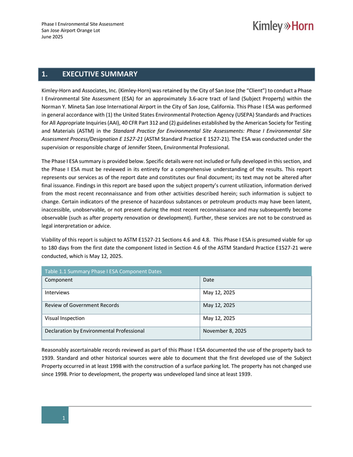 Page 6 of the sample Phase I Environmental Site Assessment