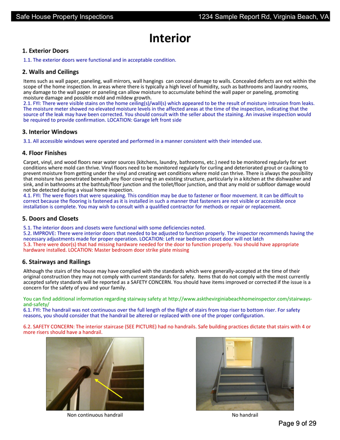 Page 10 of the sample Property Inspection Report