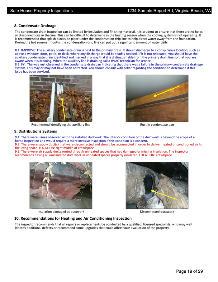 Page 20 of the sample Property Inspection Report