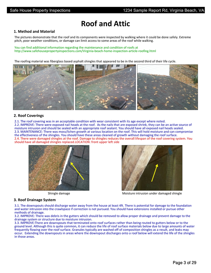 Page 4 of the sample Property Inspection Report