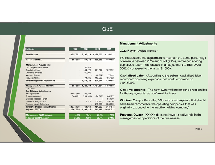 Page 8 of the sample Quality of Earnings Report