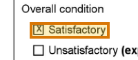 The region of the sample Roof Inspection or Certification containing Overall condition, with the extracted value outlined