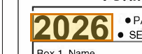 The region of the sample SSA-1099 containing Benefit year, with the extracted value outlined