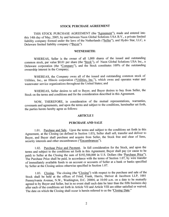 Page 32 of the sample Stock Purchase Agreement